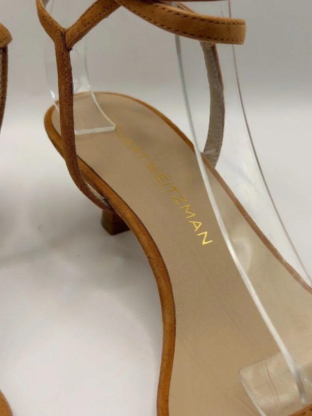 Stuart Weitzman Women Wrap 50 Nudist Macchiato Kitten Heel Sandal Sz 7 B